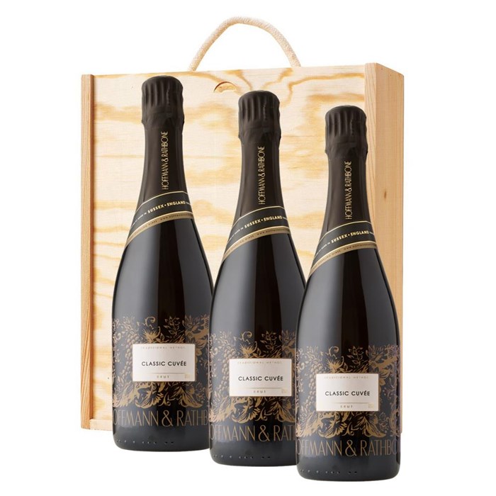 View 3 x Hoffmann And Rathbone Classic Cuvee In A Pine Wooden Gift Box