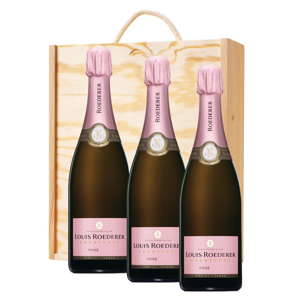 3 x Louis Roederer Vintage Rose 2014 Champagne 75cl In A