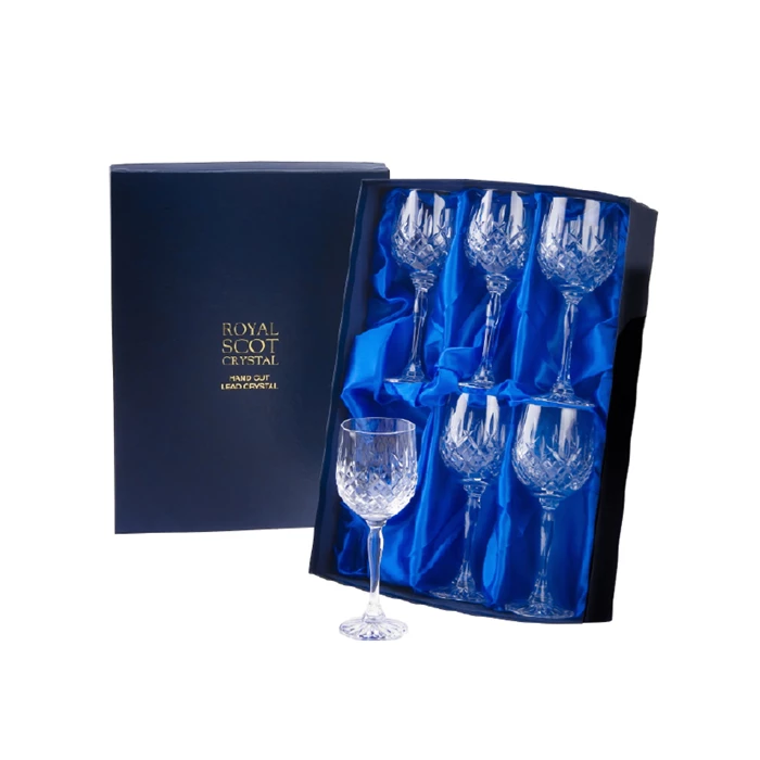 View Presentation Box of 6 London Style Royal Scot Crystal Wine Glasses