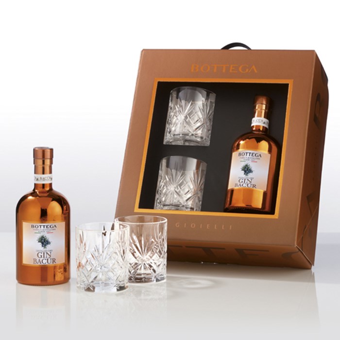 View Bottega Bacur Dry Gin 50cl Gift Set With 2 Glasses