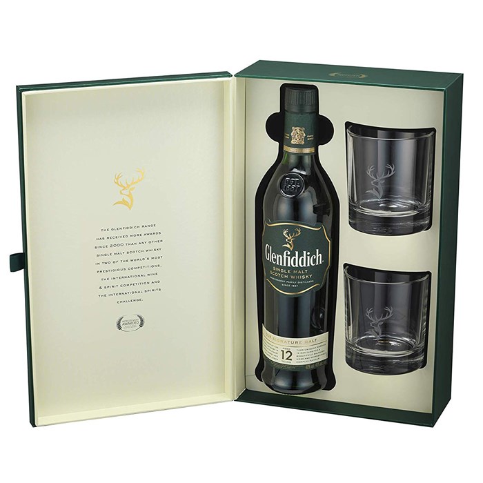 View Glenfiddich 12 Year Old Whisky Two Glass Gift Pack 70cl