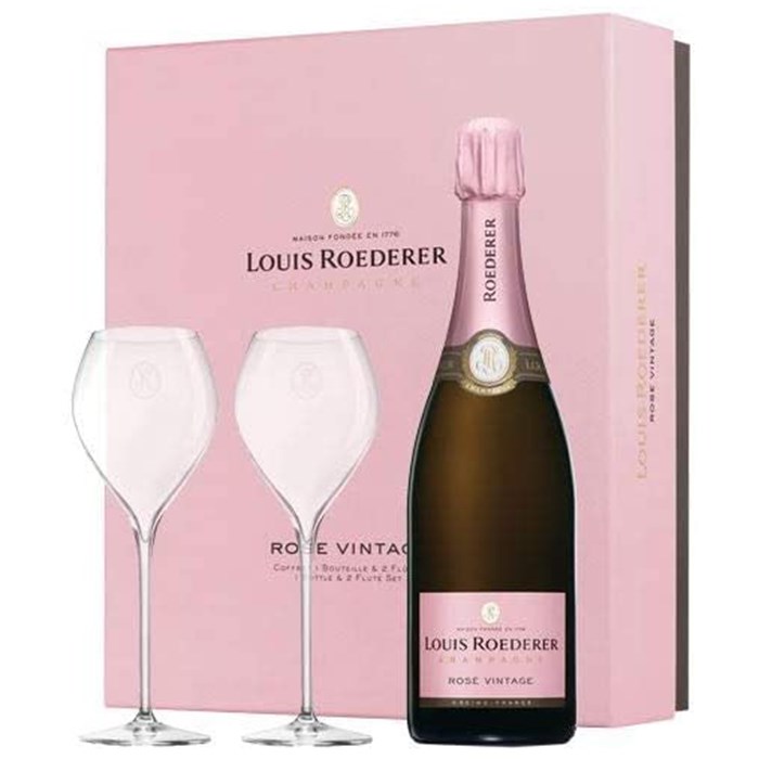 View Louis Roederer Vintage Rose Champagne 75cl Two Jamesse Flute Gift Set