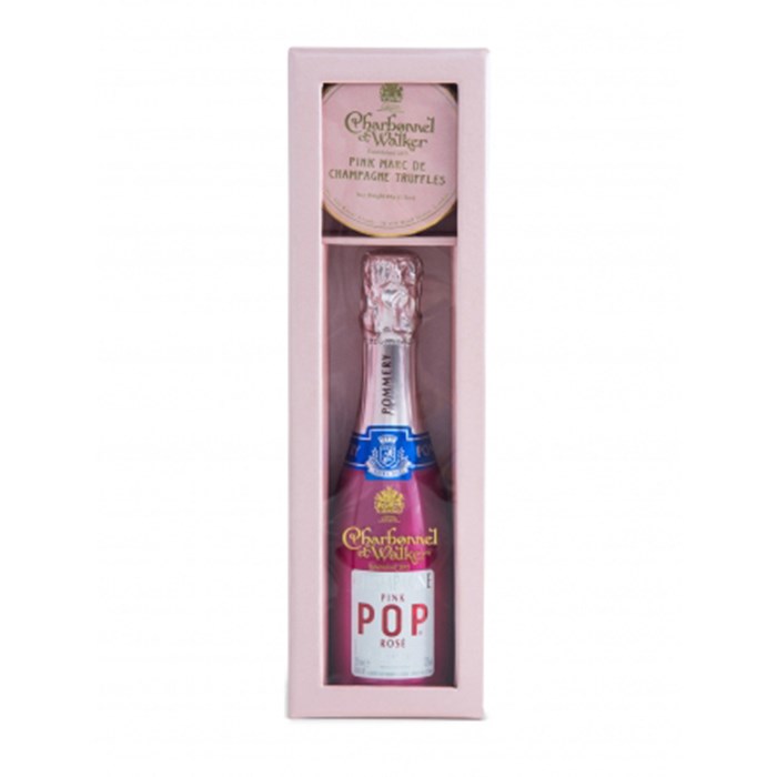 View Pommery Pink POP Rose 20cl Champagne & Charbonnel Truffles Gift Box Set