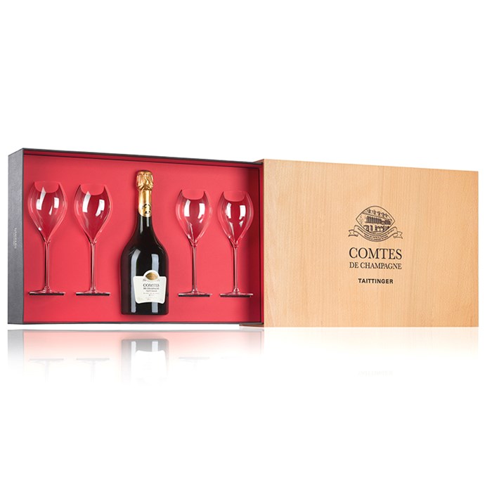 View Taittinger Comtes de Champagne Blanc de Blanc 2007 & 4 Flutes Gift Box
