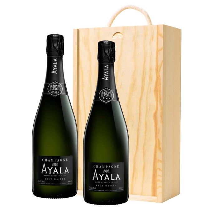 View Ayala Brut Majeur Champagne NV 75 cl Twin Pine Wooden Gift Box (2x75cl)