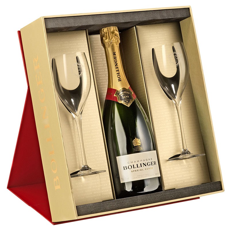 Bollinger Special Cuvee with 2 Branded Champagne Flutes