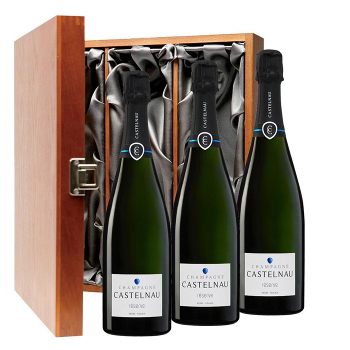 View Castelnau Brut Reserve Champagne 75cl Three Bottle Luxury Gift Box