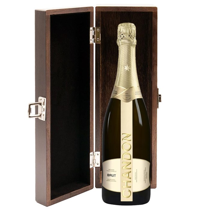 View Chandon Brut Sparkling Wine 75cl in Luxury Elm Wood  Gift Box
