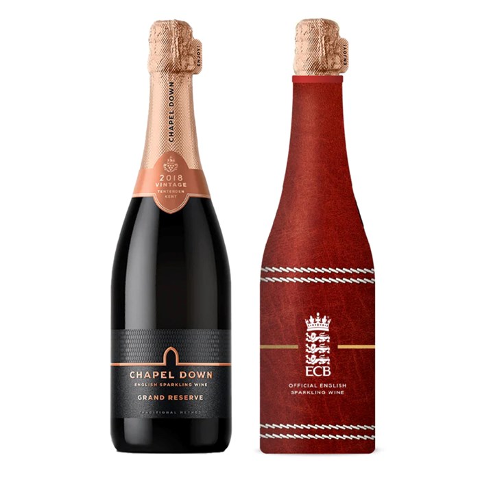 View Chapel Down Grand Reserve Brut 2018 England Cricket Neoprene Jacket 75cl