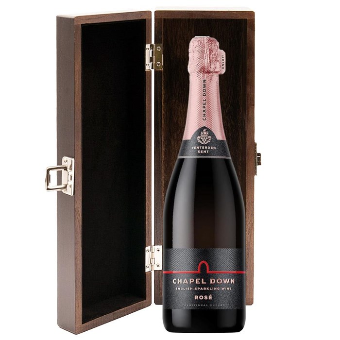View Chapel Down Rose English Sparkling Wine 75cl in Luxury Elm Wood  Gift Box