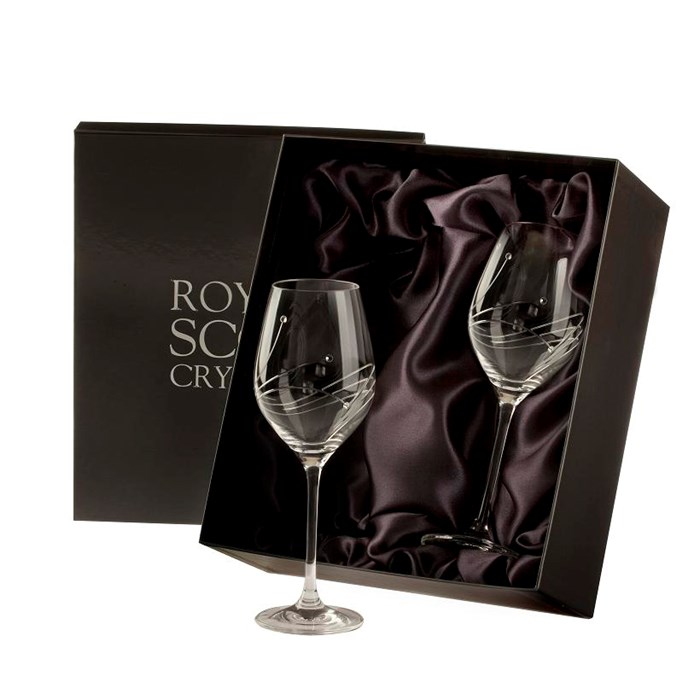 View Diamante - 2 Large Wine Glasses (Presentation Boxed) | Royal Scot Crystal