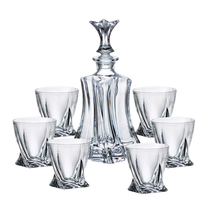 View Bohemia Floral Crystal Decanter Set with 4 Matching Floral Glasses