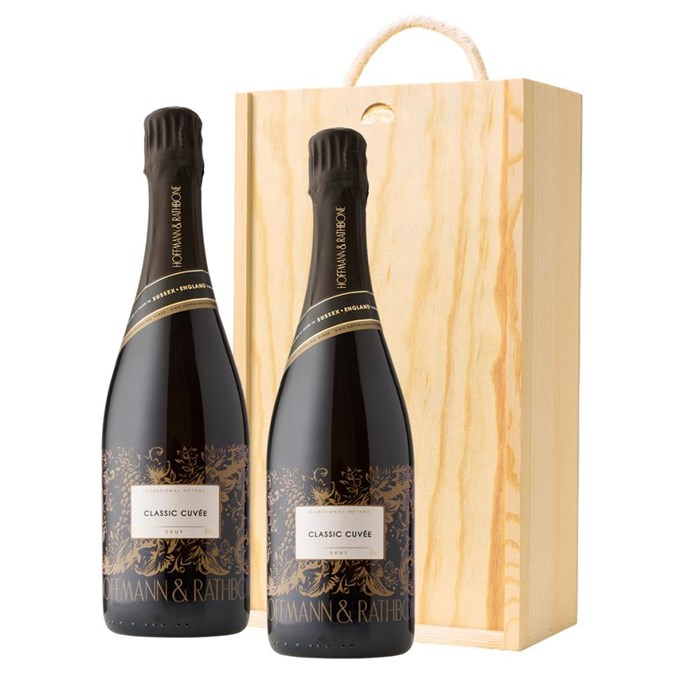 View Hoffmann And Rathbone Classic Cuvee Twin Pine Wooden Gift Box (2x75cl)