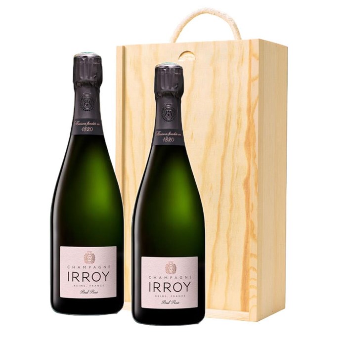 View Irroy Brut Rose Champagne 75cl Twin Pine Wooden Gift Box (2x75cl)