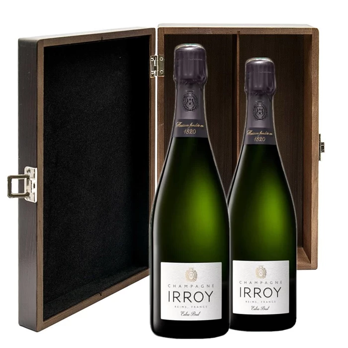 View Irroy Extra Brut Champagne 75cl Twin Luxury Elm Wood Gift Box (2x75cl)