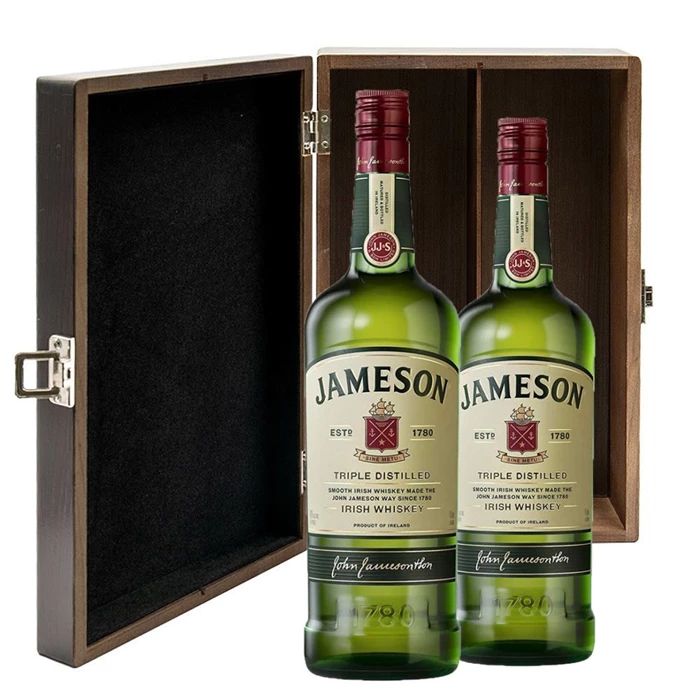 View Jameson Irish Whiskey 70cl Twin Luxury Elm Wood Gift Box (2x75cl)