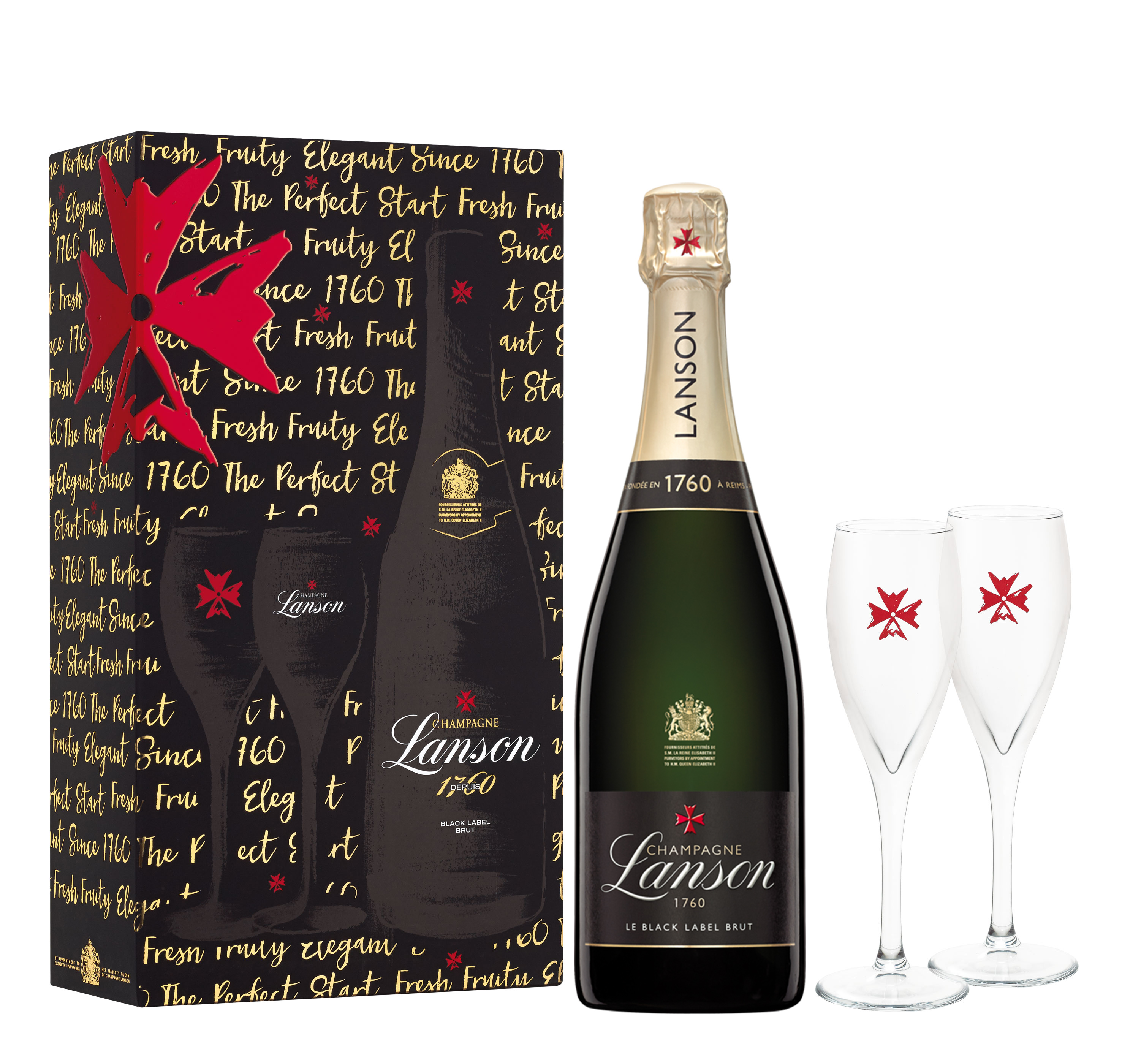 Buy Lanson Black Label and 2 Flutes Pack | Champagne King