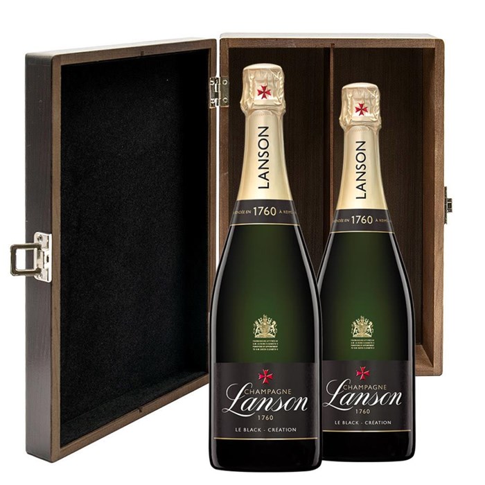 View Lanson Le Black Creation Brut Champagne 75cl Twin Luxury Elm Wood Gift Box (2x75cl)