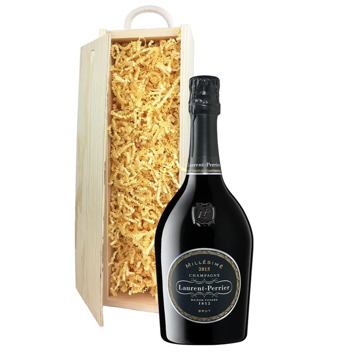 View Laurent Perrier Brut Vintage 2015 Champagne 75cl In Pine Gift Box