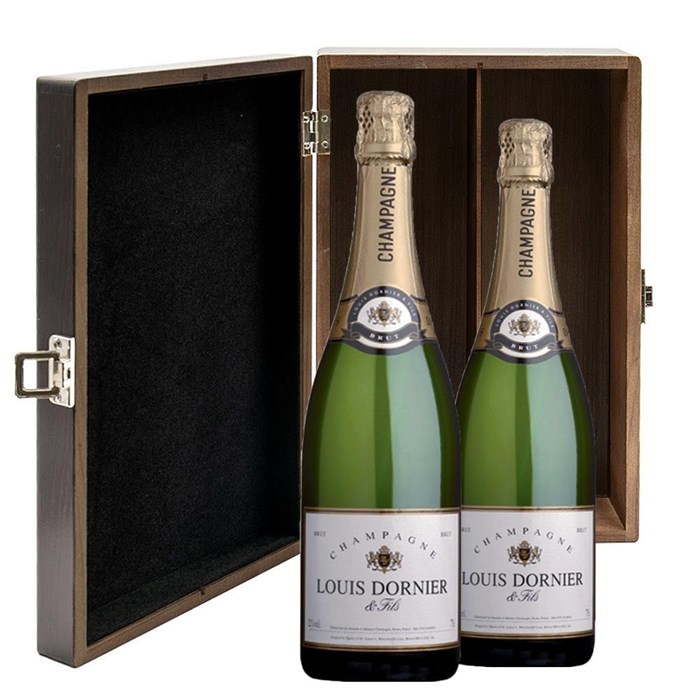 View Louis Dornier and Fils Brut Champagne 75cl Twin Luxury Elm Wood Gift Box (2x75cl)