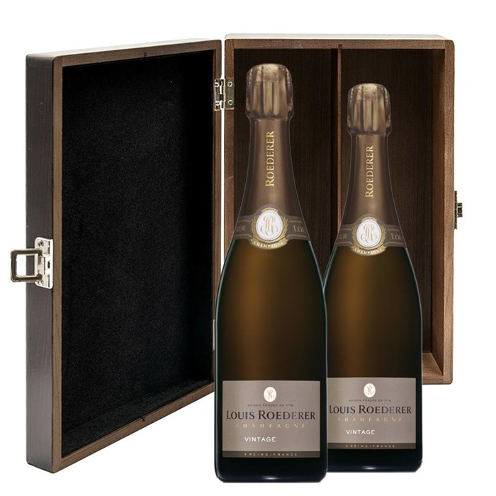 View Louis Roederer Brut Vintage 2015 Champagne 75cl Twin Luxury Elm Wood Gift Box (2x75cl)