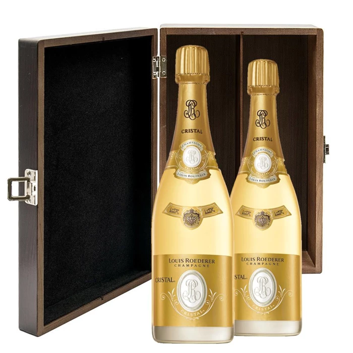 View Louis Roederer Cristal 2015 Brut Champagne 75cl Twin Luxury Elm Wood Gift Box (2x75cl)