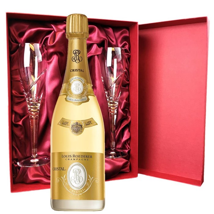 View Louis Roederer Cristal 2016 Brut Champagne 75cl And Royal Scot Glasses Burgundy Gift Box Set