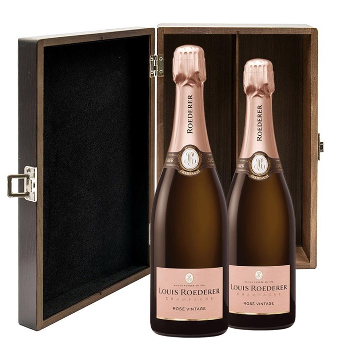 View Louis Roederer Vintage Rose 2017 Champagne 75cl Twin Luxury Elm Wood Gift Box (2x75cl)