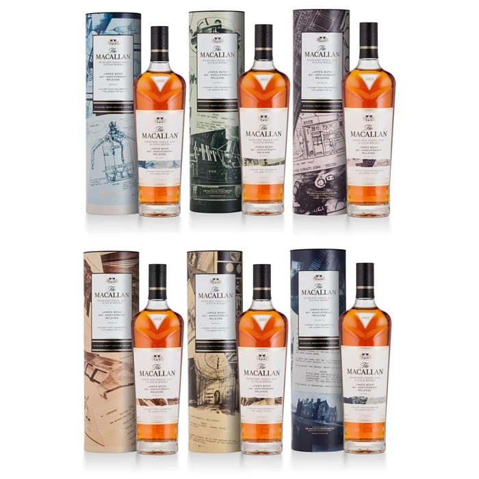 View Macallan Whisky James Bond 60th Anniversary Full Set 6 x 70cl