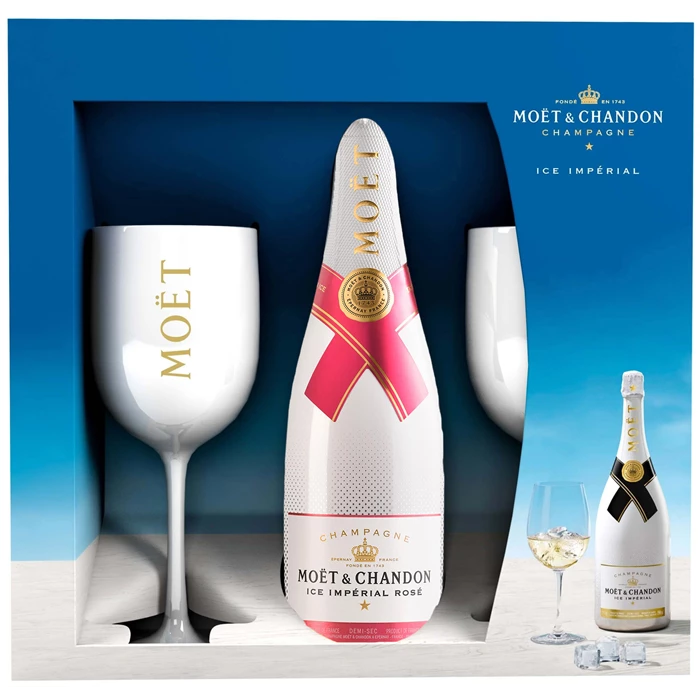 View Moet & Chandon Ice Imperial Rose NV 75cl And 2 Glasses Pack