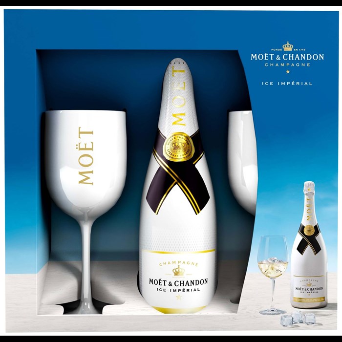 View Moet & Chandon White Ice Imperial NV 75cl And 2 Glasses Pack