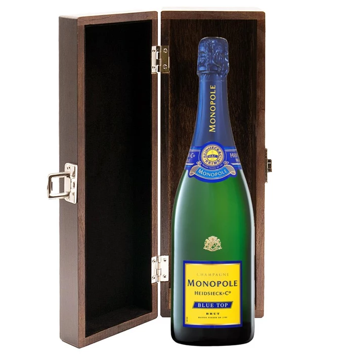 View Monopole Heidsieck & Co Blue Top Brut Champagne 75cl in Luxury Elm Wood  Gift Box