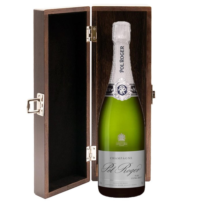 View Pol Roger Pure Extra Brut Champagne 75cl in Luxury Elm Wood  Gift Box