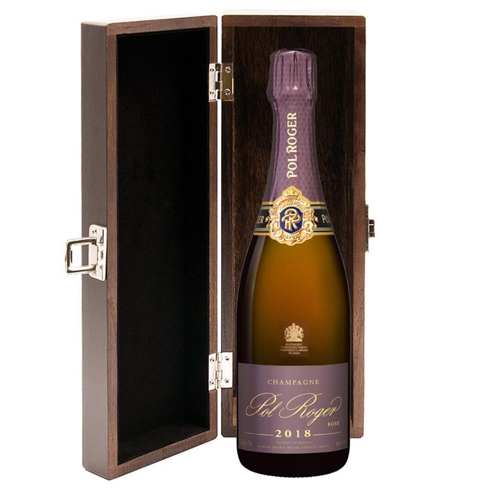 View Pol Roger Rose 2018 Vintage Champagne 75cl in Luxury Elm Wood  Gift Box