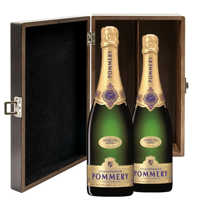 View Pommery Grand Cru Vintage 2009 Champagne 75cl Twin Luxury Elm Wood Gift Box (2x75cl)