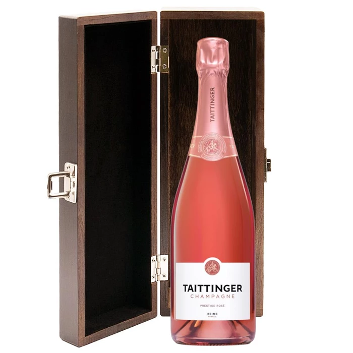 View Taittinger Brut Prestige Rose NV Champagne 75cl in Luxury Elm Wood  Gift Box