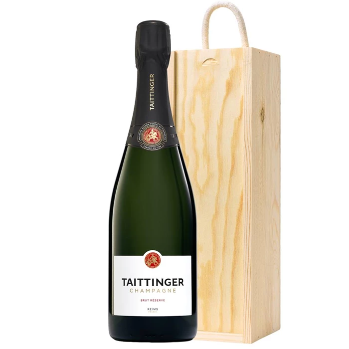 View Taittinger Brut Reserve Champagne 75cl In Pine Gift Box
