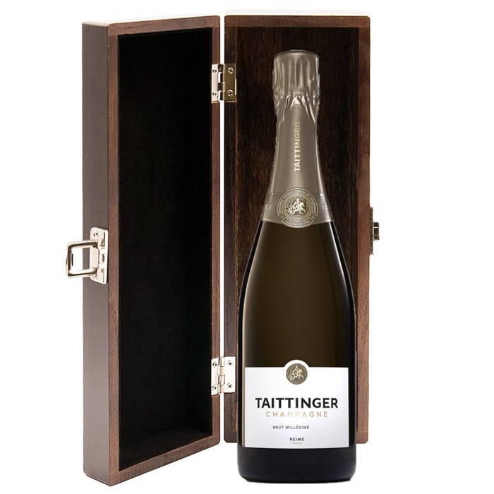 View Taittinger Brut Vintage Champagne 2016 75cl in Luxury Elm Wood  Gift Box