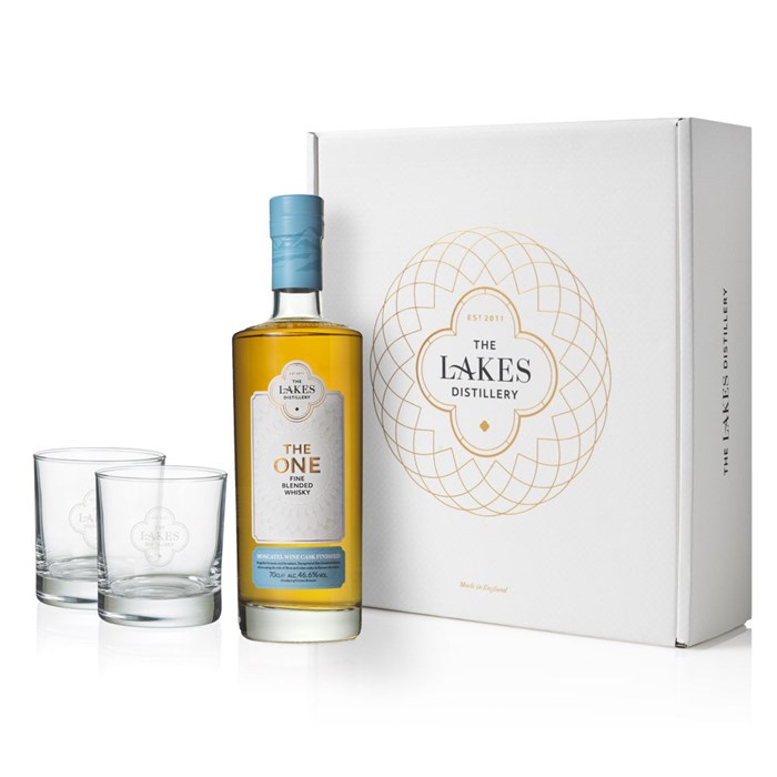View The Lakes The One Moscatel Cask Finish Whisky Gift Pack With Glasses