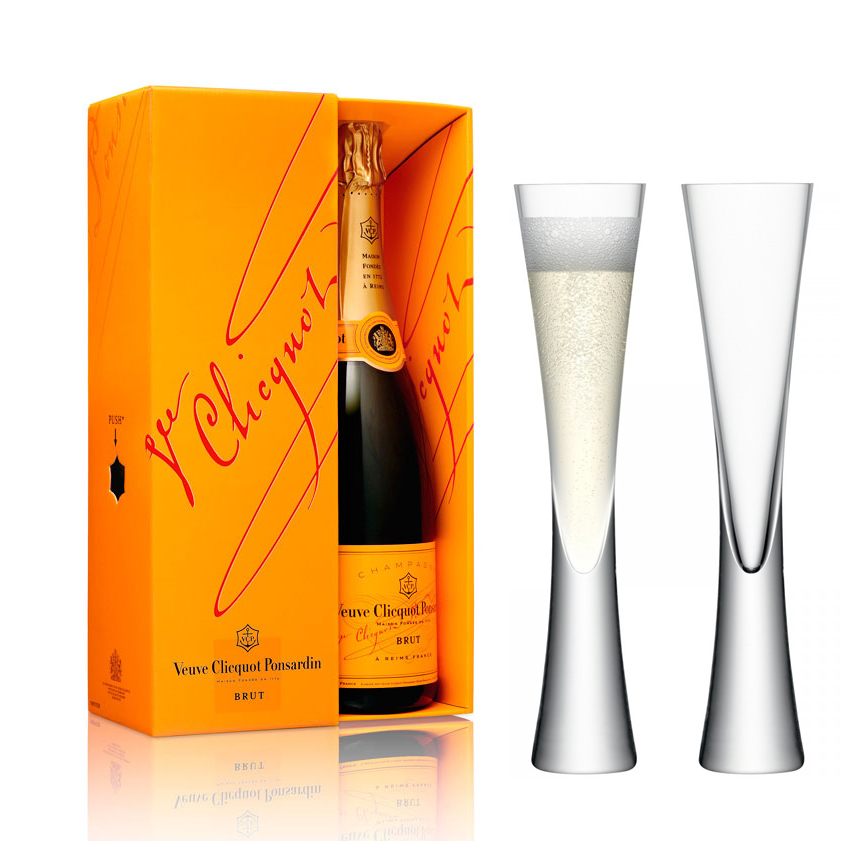 Veuve Clicquot Brut Champagne With Las Moya Flutes