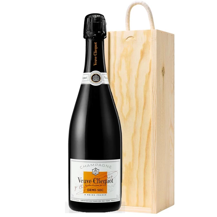 View Veuve Clicquot Demi-Sec Champagne 75cl In Pine Gift Box