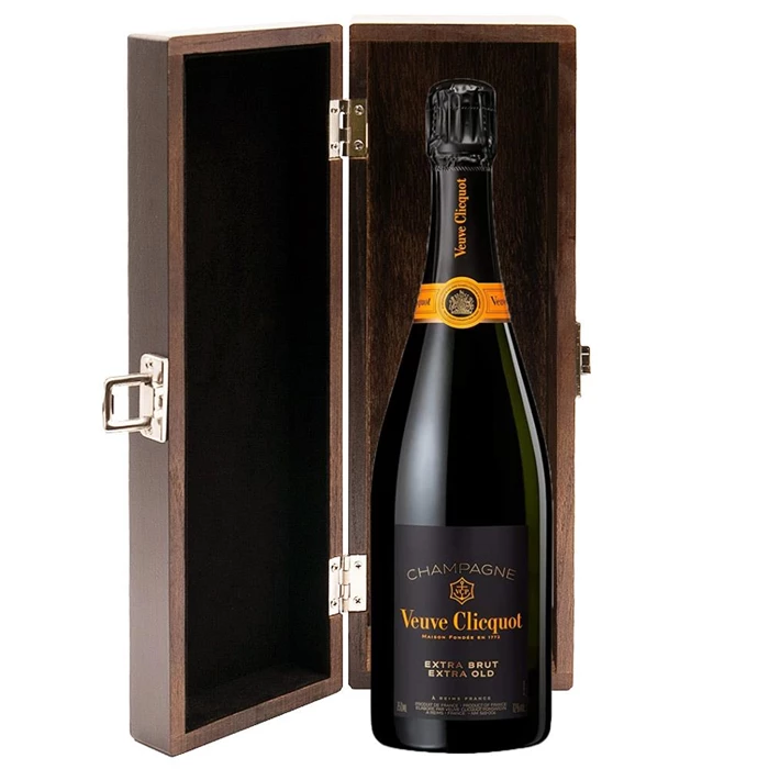 View Veuve Clicquot Extra Brut Extra Old Champagne 75cl in Luxury Elm Wood  Gift Box