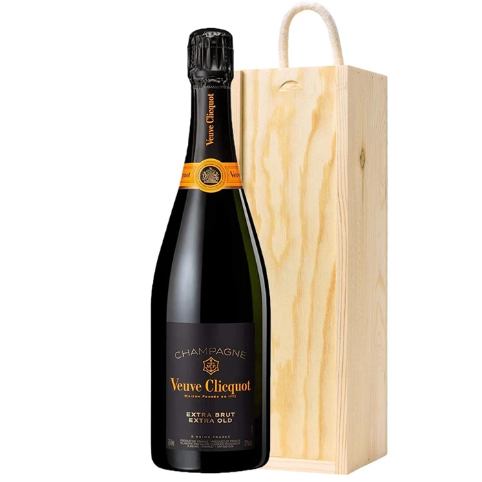View Veuve Clicquot Extra Brut Extra Old Champagne 75cl In Pine Gift Box