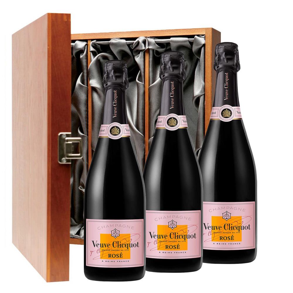 Veuve Clicquot Rose Champagne 75cl Three Bottle Luxury