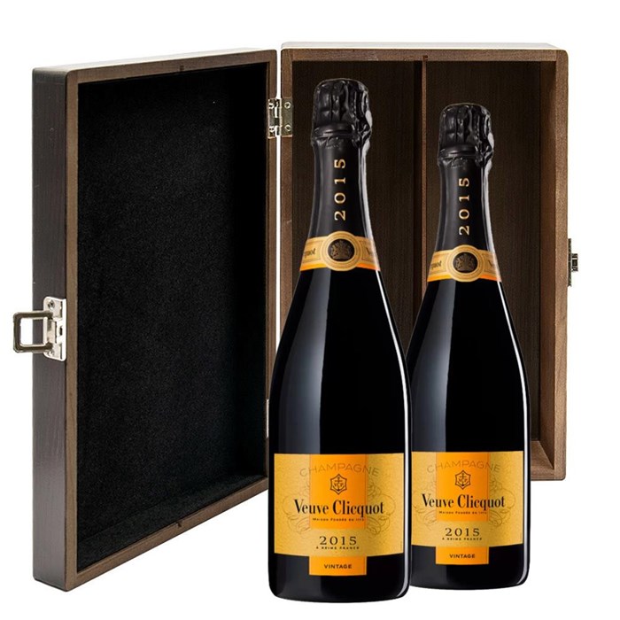 View Veuve Clicquot Vintage 2015 Champagne 75cl Twin Luxury Elm Wood Gift Box (2x75cl)