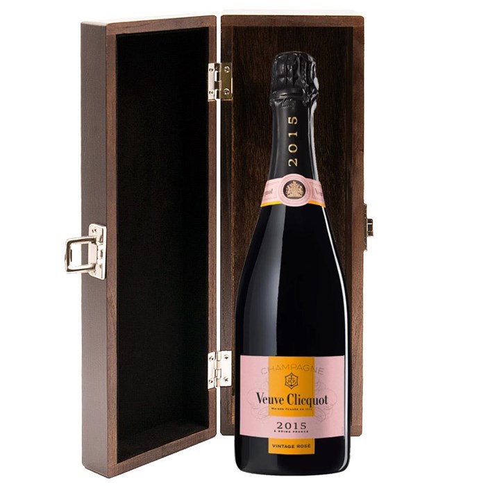 View Veuve Clicquot Vintage Rose 2015 75cl in Luxury Elm Wood  Gift Box