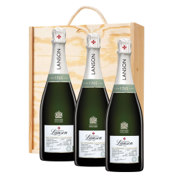 Buy & Send 3 x Lanson Le Green Label Organic Champagne 75cl In A Pine Wooden Gift Box