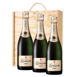 Buy & Send 3 x Lanson Le Vintage 2009 Champagne 75cl In A Pine Wooden Gift Box