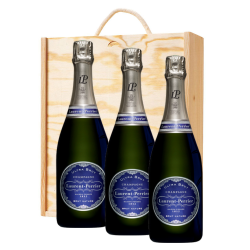 Buy & Send 3 x Laurent Perrier Ultra Brut Champagne 75cl In A Pine Wooden Gift Box