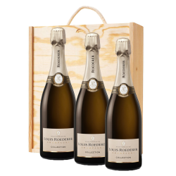 Buy & Send 3 x Louis Roederer Collection 242 Champagne 75cl In A Pine Wooden Gift Box